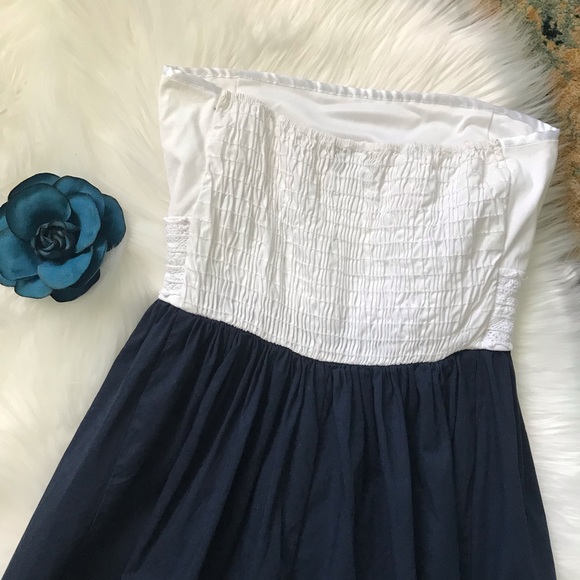 Speechless Navy/White Eyelet Lace Strapless Dress - Picture 4 of 8